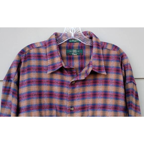 Vtg. ORVIS Men's Flannel Plaid 100% Cotton Shirt Size XXL Tan/Red/Blue - Picture 8 of 12
